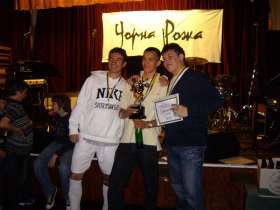 Derby players with the trophy