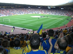 Ukrainian fans eargerly await the match to begin