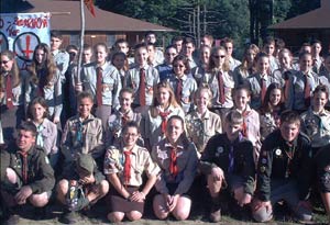CYM Vyshkil Camp Khrestom i Mechem Greets Plast Scouts, 7/12/01