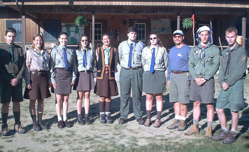 CYM Vyshkil Camp Khrestom i Mechem Greets Plast Scouts, Ellenville, 7/12/01
